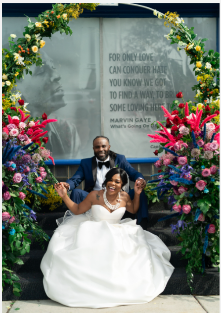 Bride and Groom Couple at Hitsville USA Motown Museum - black love