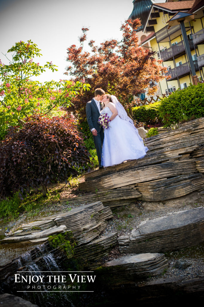Newlyweds wedding in Frankenmuth at the Bavarian Inn Lodge 