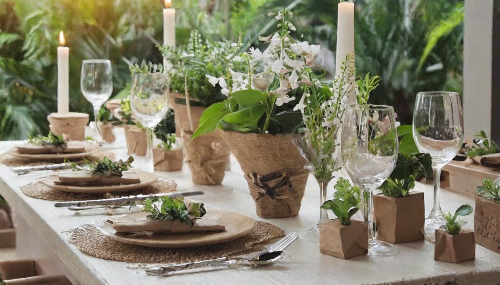Eco-friendly wedding reception table display