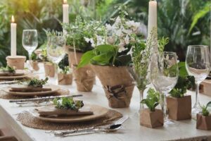 Eco-friendly wedding reception table display